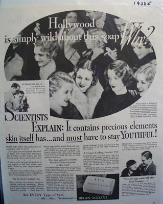 Lux soap for every type of skin Ad 1933.