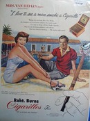 Robt. Burns cigarillos Frances Heflin Ad 1951.