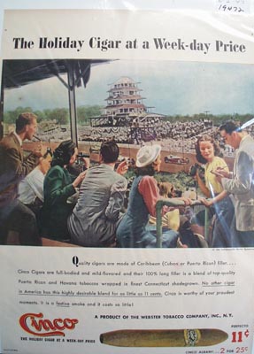 Cinco the holiday cigar at a weekday price Ad 1947.