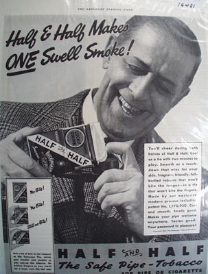 Half and Half tobacco for pipe or cigarette Ad 1937