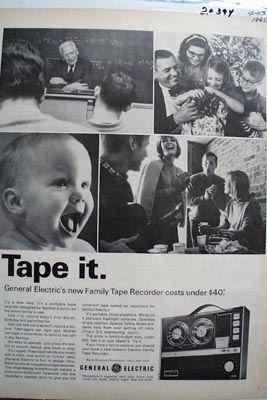 General Electric Family Tape Recorder Ad 1965
