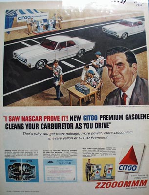 Citgo Gasoline Nascar Proves It Ad 1965