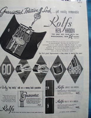 Rolf's Key Kaddy Positive Lock Ad 1955