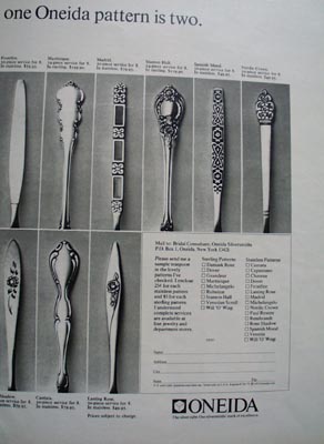 Oneida Silverware Patterns Ad 1972.