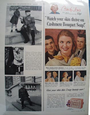 Cashmere Bouquet Soap & Candy Jones Ad 1956