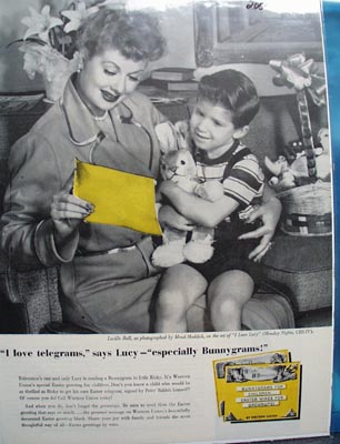 Lucille Ball & Bunnygrams Ad 1954