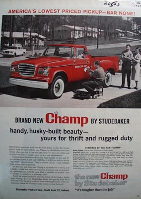 Studebaker Champ America's Lowest Price Ad 1960
