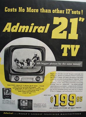 Admiral TV's Cost No More Ad 1952