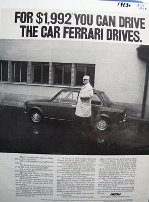 Fiat The Car Ferrari Drives Ad 1972