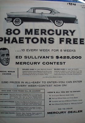 Mercury Phaetons Free Ad 1956