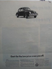 Volkswagen Don't Let Low Price Scare You Ad 1966