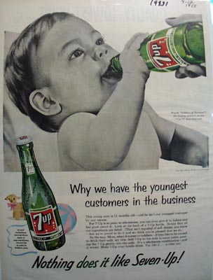 Seven Up Youngest Customers Ad 1955