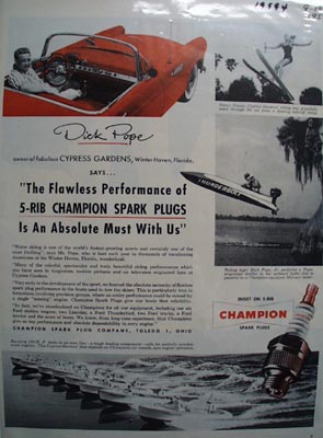 Champion Spark Plugs Dick Pope Ad 1955