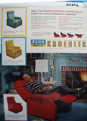 Kroehler Chairs Christmas Ad 1956