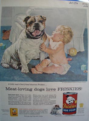Friskies a little mans best friend deserves Friskies Ad 1956