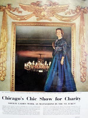 Color photo of Mrs. Marshall Fields article 1960