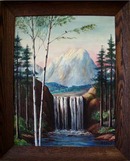 Birch Trees and Waterfall painting.