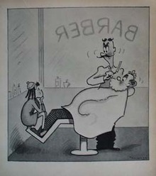 Little Lulu 1937 bookplate comic in barbershop.