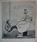 Little Lulu 1937 bookplate comic in barbershop.