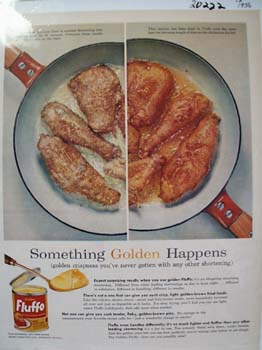 Fluffo Shortening Something Golden Ad 1956