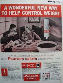 Pearson Sakrin Sweetener Helps Control Weight Ad 1956