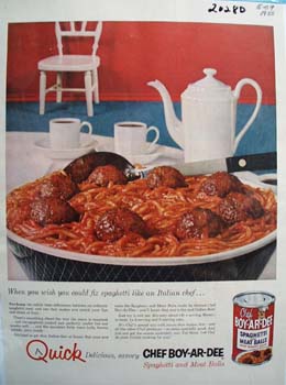 Chef BoyArDee Spaghetti Like Italian Chef Ad 1955