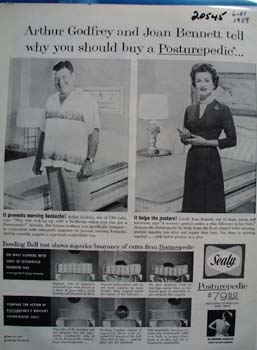 Sealy Arthur Godfrey Joan Bennett Ad 1959