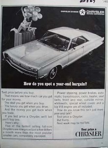 Chrysler Year End Bargain Ad 1966