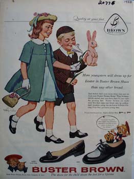 Buster Brown Shoes Easter Ad 1958