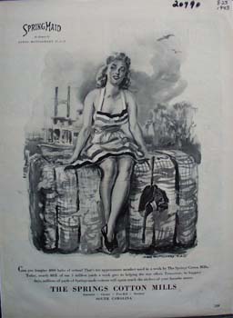 Springmaid Lady Sitting on Cotton Bale Ad 1943