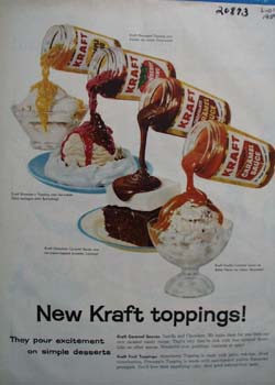 Kraft Toppings Pour Excitement Ad 1959