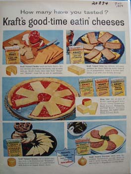 Kraft Good Time Eating Cheeses Ad 1958