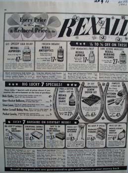 Rexall Lucky 7 Sale Ad 1945
