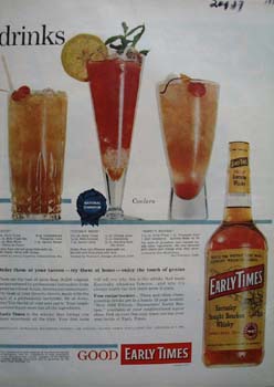 Early Times Whiskey Championship Drinks Ad 1958.