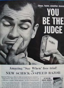 Schick Razor You Be Judge Ad 1960