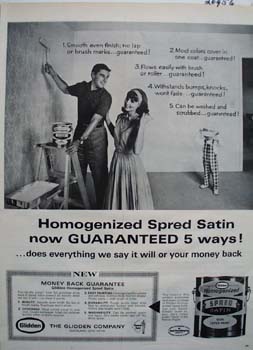Glidden Spred Satin Paint Smooth Ad 1965