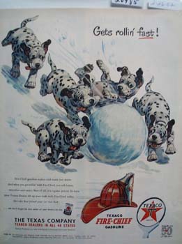 Texaco Dalmatian Get Rolling Fast Ad 1951