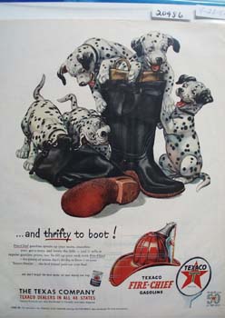 Texaco Dalmatian Thrifty to Boot Ad 1952