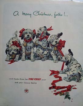Texaco Dalmatian Merry Christmas Ad 1952