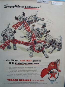 Texaco Dalmatian Snappy Winter Performance Ad 1956