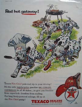Texaco Dalmatian Red Hot Getaway Ad 1956