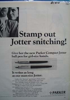 Parker Stamp Out Jotter Snitching Ad 1963