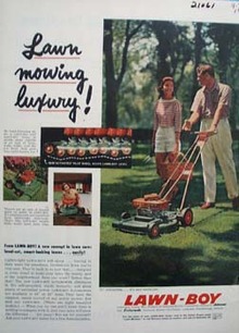 Lawn Boy Lawn Mowing Luxury Ad 1957