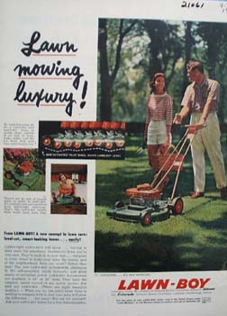 Lawn Boy Lawn Mowing Luxury Ad 1957