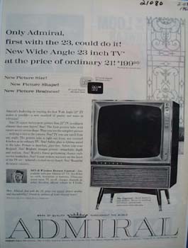 Admiral TV First With 23 Ad 1960