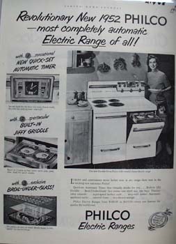 Philco Electric Range Woman With Spatula Ad 1952