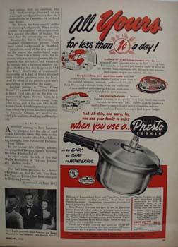 Presto Cooker All Yours for One Cent A Day Ad 1950