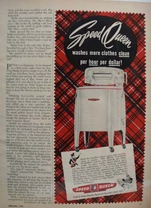 Speed Queen Washer Washes More Clothes Ad 1950