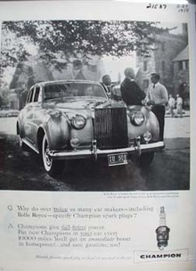 Champion And Rolls Royce Ad 1958