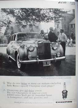 Champion And Rolls Royce Ad 1958